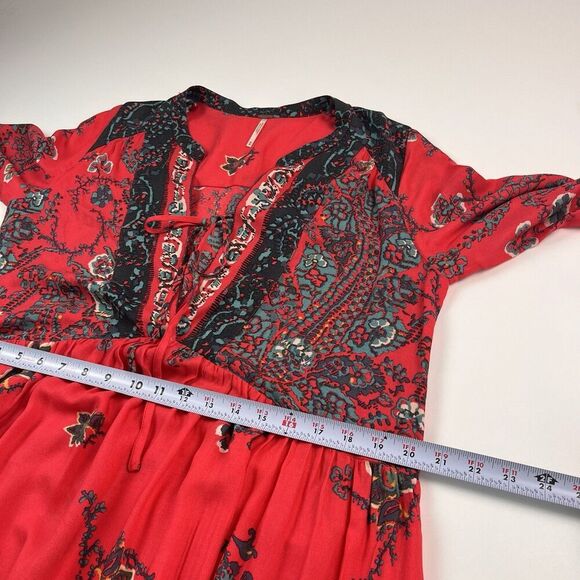 Free People If You only knew Maxi Dress size M Red Colorful Boho Hippie Festival - Picture 8 of 13